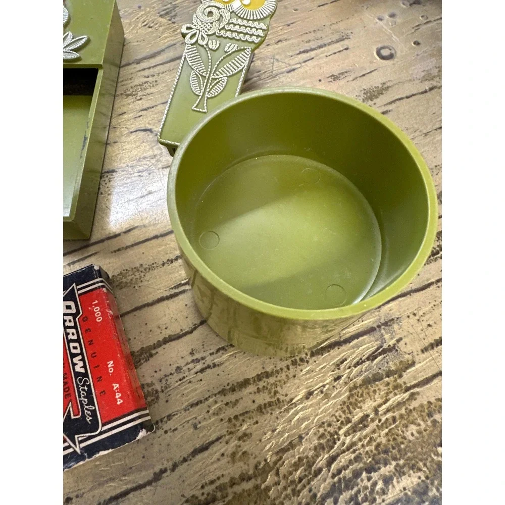 Vintage Owl 3pc Desk Set - Avocado Green